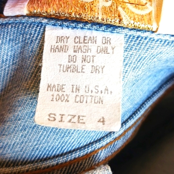 Vintage denim jeans from store Cache.,size 4...animal print faux fur trim,unworn - Picture 15 of 16